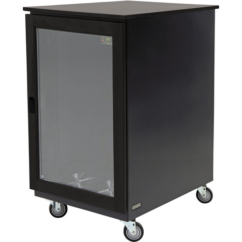 Argosy IsoBox PRO18 with Right-Hand Door Swing (18 RU Black Satin on Oak Trim)