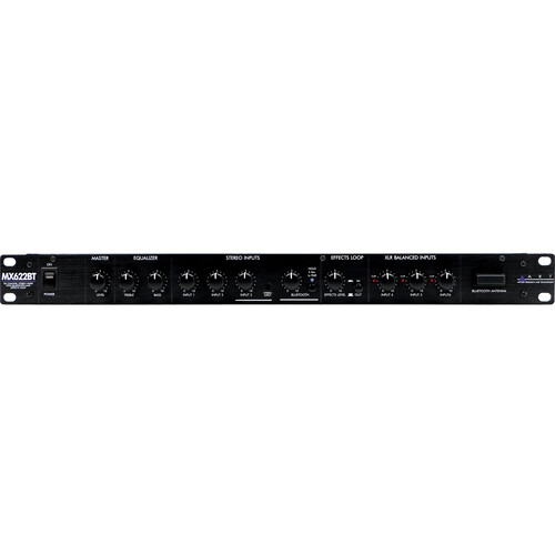ART MX622BT Rackmount 6-Channel Stereo Mixer with Bluetooth EQ and Effects Loop