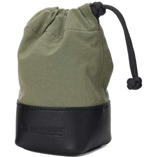 Artisan & Artist Fabric and Leather Lens Pouch (Khaki/Black Small)