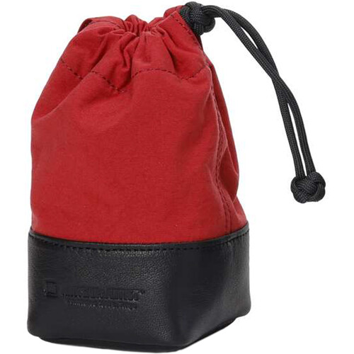 Artisan & Artist Fabric and Leather Lens Pouch (Red/Black Small)