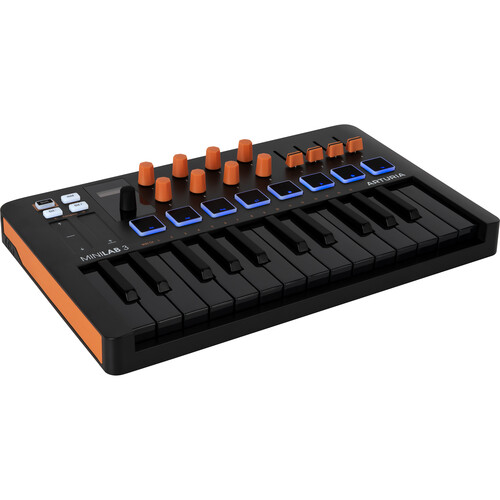 Arturia MiniLab 3 Orange Compact MIDI Keyboard and Pad Controller (Special-Edition Orange and Black)