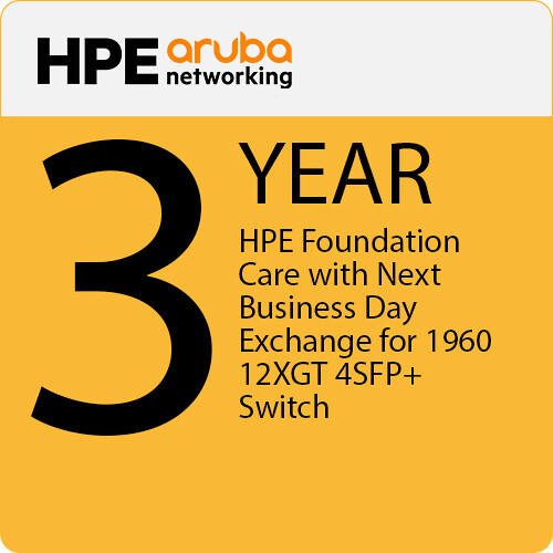 Aruba 3-Year HPE Foundation Care with Next Business Day Exchange for 1960 12XGT 4SFP+ Switch
