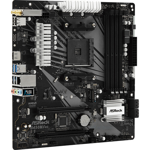 ASRock B450M/ac AM4 MicroATX Motherboard B450M/AC B&H Photo
