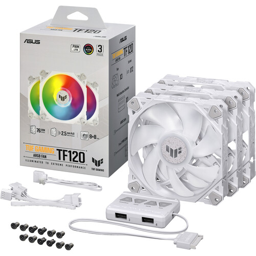 ASUS TUF Gaming TF120 ARGB 120mm PWM Fan (White 3-Pack)