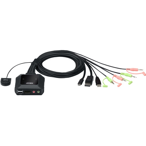ATEN 2-Port USB-C DisplayPort Hybrid Cable KVM Switch