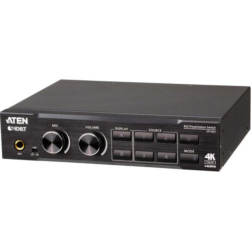 ATEN VP1421 4x2 True 4K Presentation Matrix Switch with Scaling DSP & HDBaseT-Lite