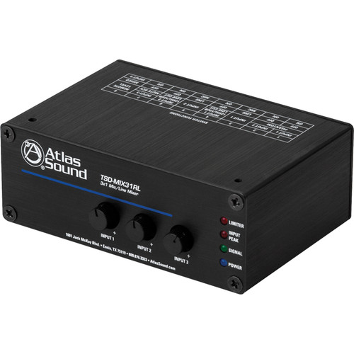 AtlasIED TSD-MIX31RL 3x1 Mic/Line Mixer