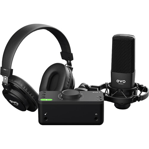 Audient EVO Start Recording Bundle with USB Audio Interface Headphones Mic Shockmount and Mic Cable