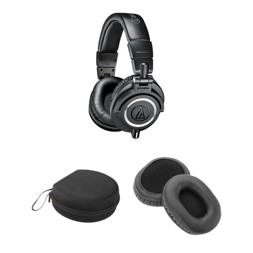 AudioTechnica ATHM50x Headphones, Case, and Hanger Mount Kit