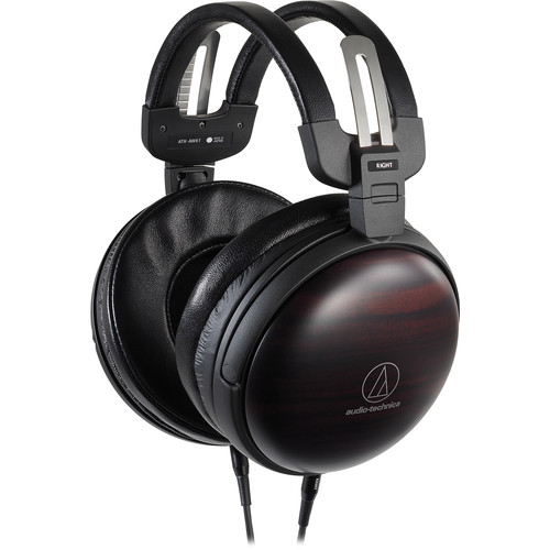 Audio-Technica ATH-AWKT Audiophile Closed-Back Dynamic Wooden Headphones (Striped Ebony)