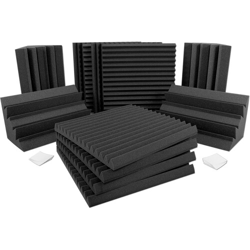 Auralex Studio Starter Kit with 8 Studiofoam Wedges 4 LENRD Bass Traps and 48 EZ-Stick Pro Tabs