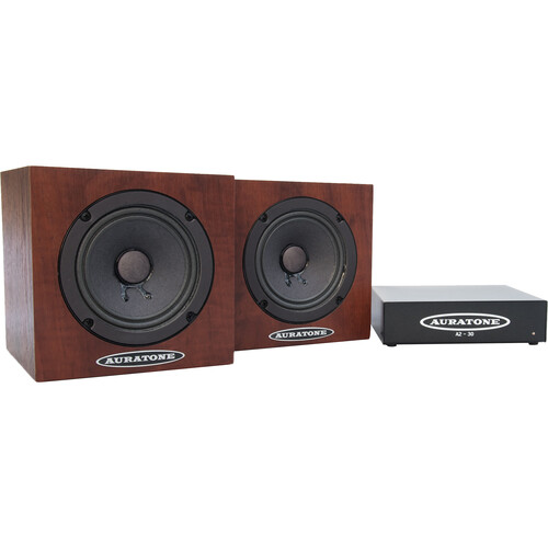 Auratone 5C Super Sound Cubes and A2-30 Amp Bundle (Mahogany Laminate Finish 2 Speakers 1 Amp)