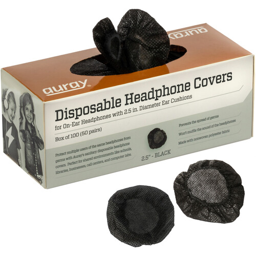 Auray Disposable On-Ear Headphone Covers (50 Pairs Black)