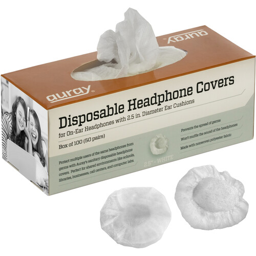 Auray Disposable On-Ear Headphone Covers (50 Pairs White)