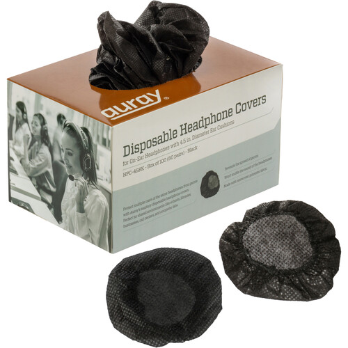 Auray Disposable Over-Ear Headphone Covers (50 Pairs Black)
