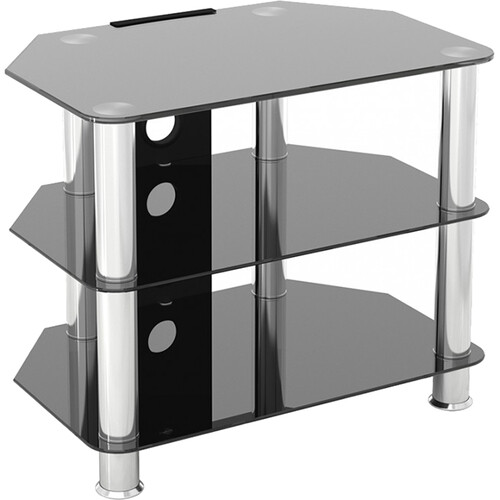 AVF Group Classic Corner Glass TV Stand (Chrome Frame Black Glass)