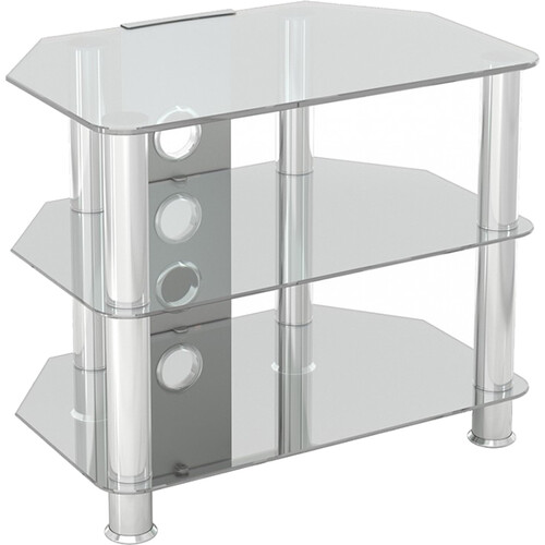 AVF Group Classic Corner Glass TV Stand (Chrome Frame Clear Glass)
