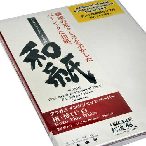 Awagami Factory Kozo Thin White Fine-Art Inkjet Paper (A4 70 gsm 20 Sheets)