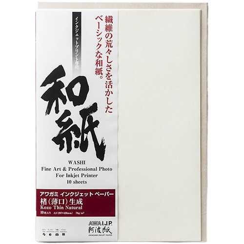 Awagami Factory Kozo Thin Fine Art Inkjet Paper (Natural 10 Sheets)
