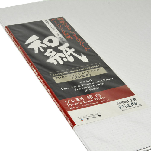 Awagami Factory Premio Kozo White Fine-Art Inkjet Paper (A2 10-Sheets)