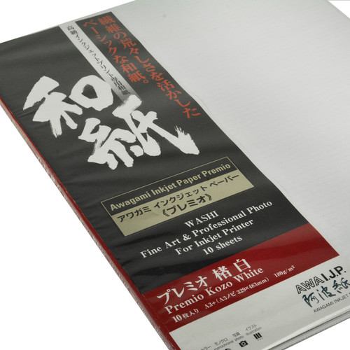 Awagami Factory Premio Kozo White Fine-Art Inkjet Paper (A3+ 10-Sheets)