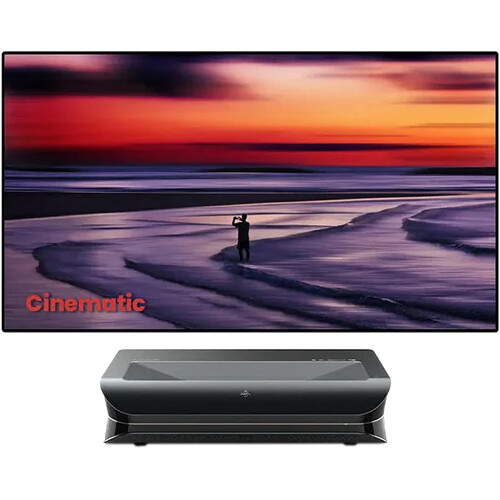 AWOL Vision LTV-3000 Pro 2000-Lumen XPR 4K RGB Laser Projector with ALR-C120 Fixed Frame Screen