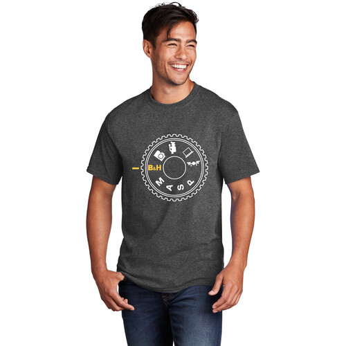 B&H Photo Video Commemorative T-Shirt with Mode Dial & B&H Logo Graphics (Dark Heather Gray XXL Special 50th Anniversary Edition)