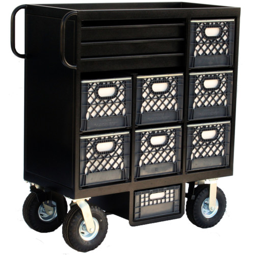 Backstage Equipment 7-Crate Set Box Mini Cart (Black Hammertone)