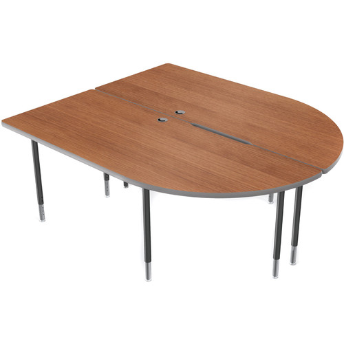 Balt MediaSpace Multimedia & Collaboration Table (Large&nbspDouble Amber Cherry Laminate Platinum Edge Black Legs)