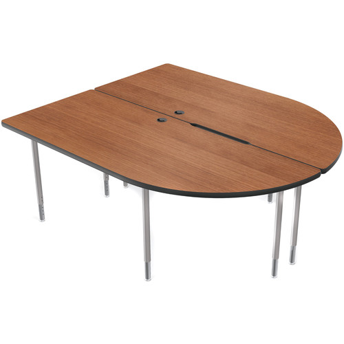 Balt MediaSpace Multimedia & Collaboration Table (Large&nbspDouble Amber Cherry Laminate Black Edge Platinum Legs)