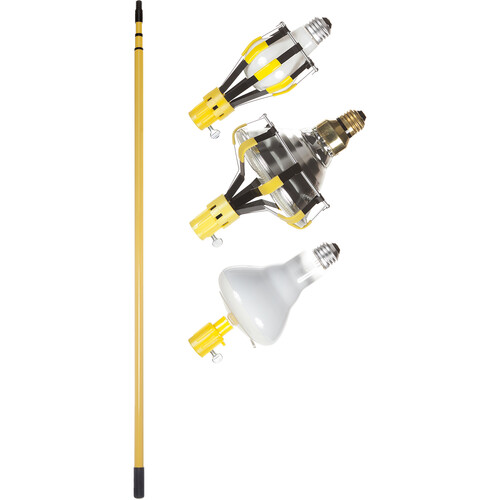 Bayco Products LBC-1000 Light Bulb Changer Kit with 11' 3-Section Steel Pole & 3 Changer Heads (Yellow)