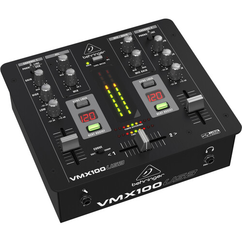 Behringer VMX100USB Professional 2-Channel DJ Mixer with USB/Audio Interface BPM Counter and VCA Control