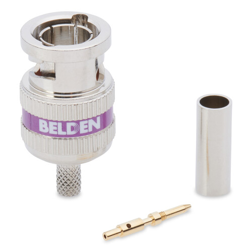 Belden 6 GHz BNC 3-Piece Crimp Connector for Mini RG59 Coax Cable (50-Pack)