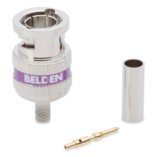 Belden 12 GHz Purple Band Mini RG59 BNC 3-Piece Crimp Connector (1 Piece)