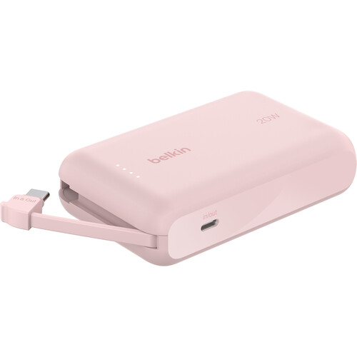 Belkin BoostCharge Power Bank 10K with Integrated USB-C Cable (10000mAh Pink)