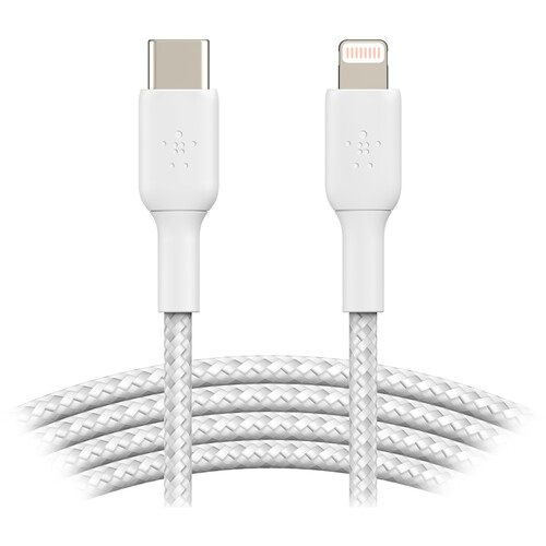 Belkin BoostCharge Braided USB-C to Lightning Cable (White 6.6')