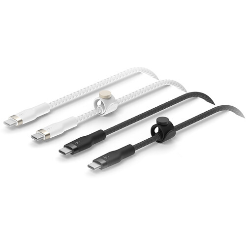 Belkin BoostCharge Pro Flex Braided Silicone USB-C Cable (3.3' White & Black 2-Pack)