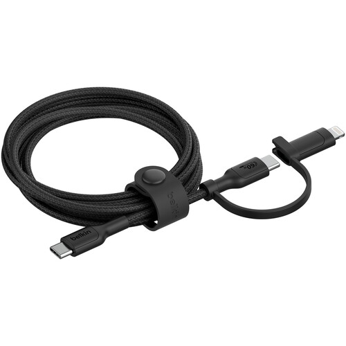 Belkin BoostCharge Pro 2-in-1 Cable with USB-C and Lightning Connector (Black 5')
