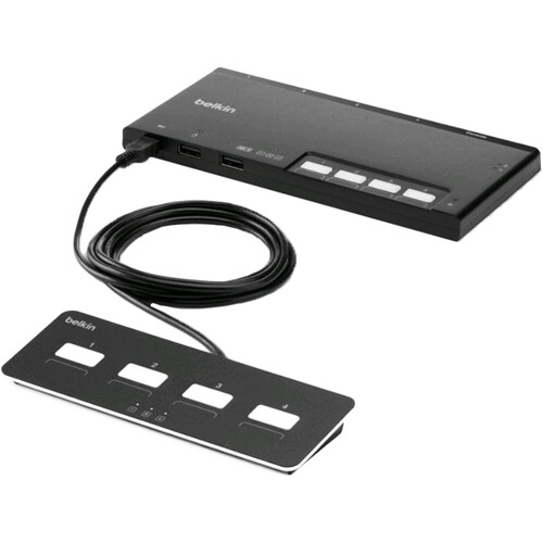 Belkin 4-Port Dual-Head Modular Secure KVM Switch Base Unit with Remote