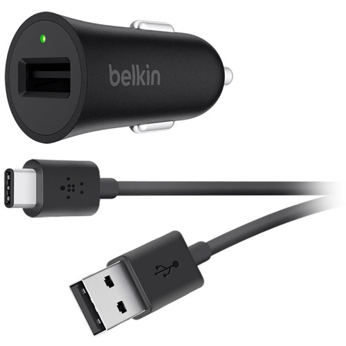 Belkin BOOSTUP USB TypeA to USB TypeC Car F7U032BT04BLK B&H