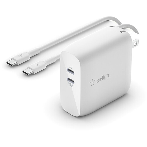 Belkin Boost Charge 68W Dual USB Type-C GaN Wall Charger with Cable