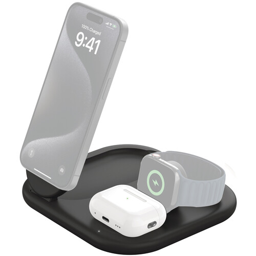 Belkin BoostCharge 15W 3-in-1 Magnetic Foldable Wireless Charger with Qi2 (Black)