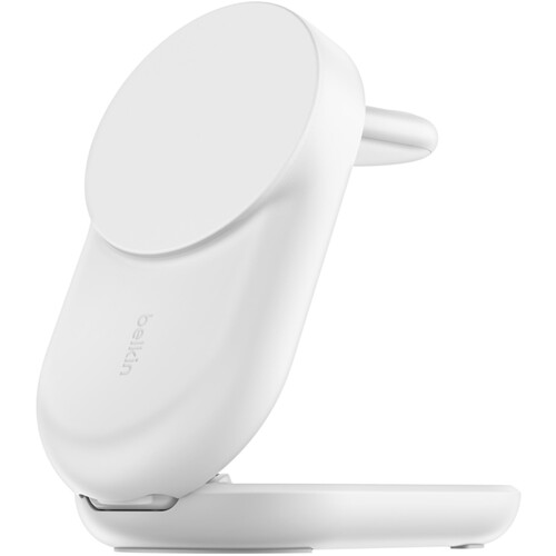 Belkin UltraCharge 3-in-1 Qi2 Wireless Folding Charger (White Round Form)