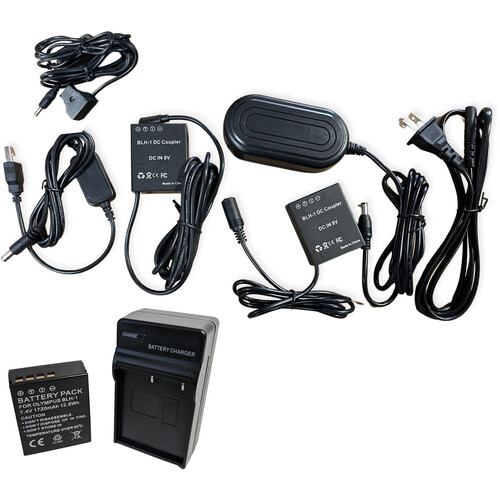 Bescor BLH1 Battery with Charger USB-C Dummy Battery AC Power Adapter Kit with D-Tap Converter