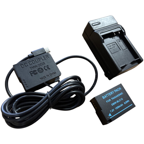 Bescor Panasonic DC Coupler with USB Type-C Connector and DMW-BLC12 Battery with Charger