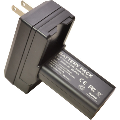 Bescor Rechargeable Lithium-Ion Battery & Charger for Lumix S1 (7.4V 3050mAh)