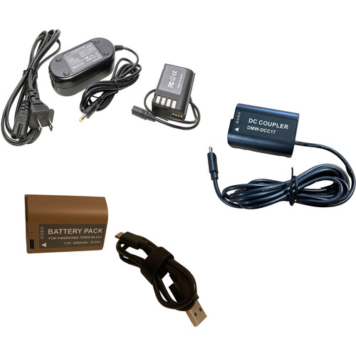 Bescor DMW-BLK22 Battery with USB-C Charging Port Panasonic Lumix DC-S5 Coupler & AC Adapter Kit