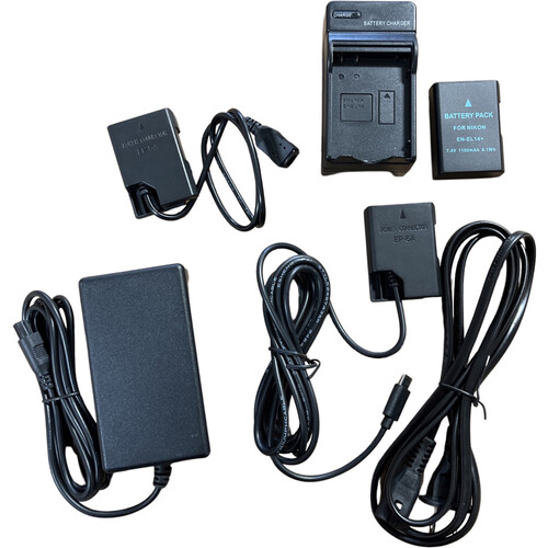 Bescor EN-EL14 Battery with Charger USB Type-C Dummy Battery & AC Power Adapter Kit