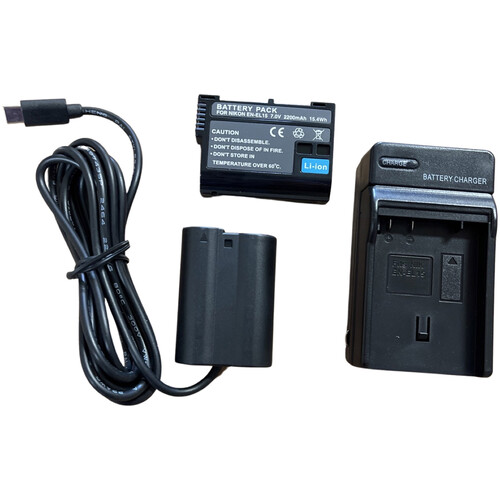Bescor EN-EL15 Dummy Battery with USB Type-C Connector Kit with Battery and Charger
