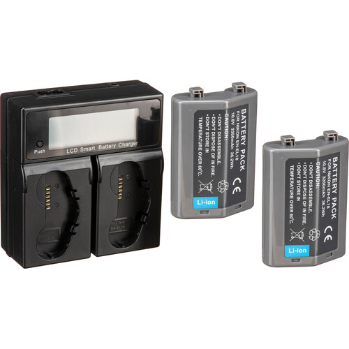 Bescor ENEL18C Battery 2-Pack & Dual Bay Charger Kit for Select Nikon Cameras and Multi-Power Battery Packs